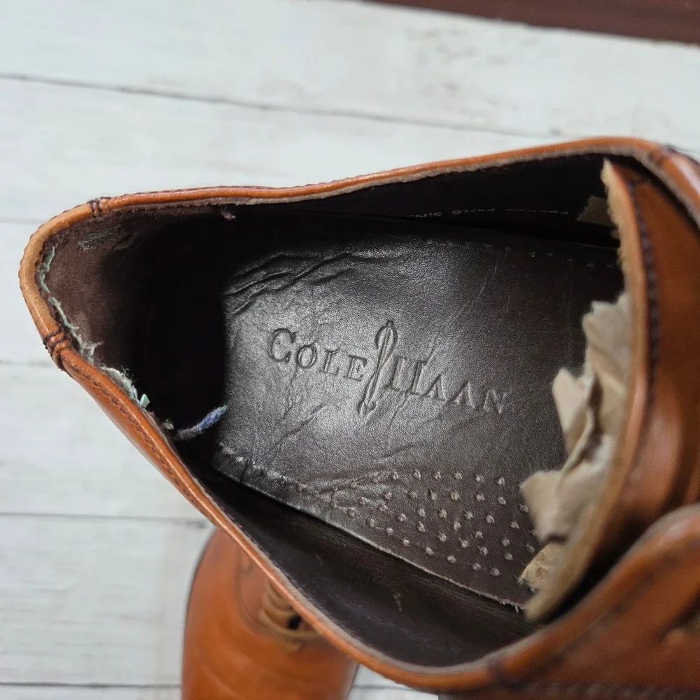 Cole Haan Oxford Men 9.5M Tan Leather Dress Shoes C10244 Lace Up Business Formal
